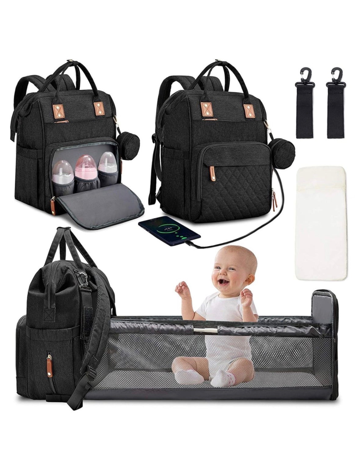 Nappy Bag with Bassinet Changing Station